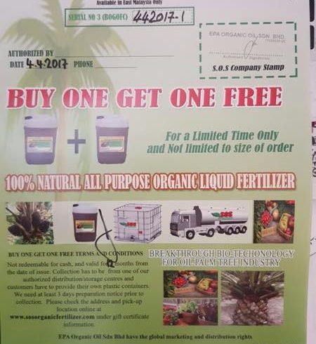 SOS organic liquid fertilizer papar farm giveaway